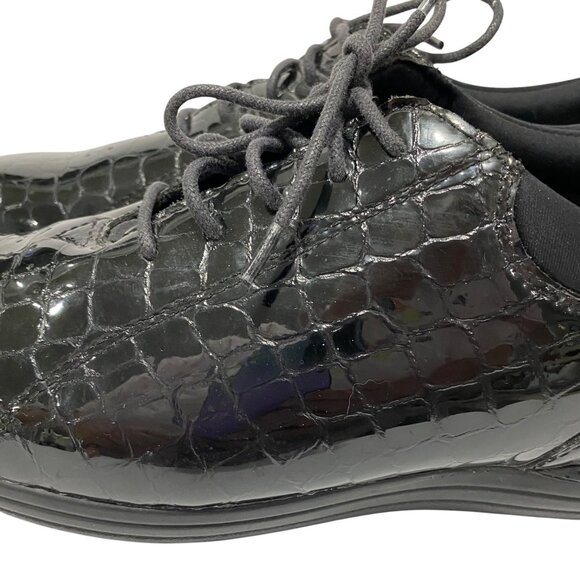 Drew Womens Black Crocodile-Embossed Lace-Up Shoes Size 10M Comfortable Arch Sup - Picture 8 of 10